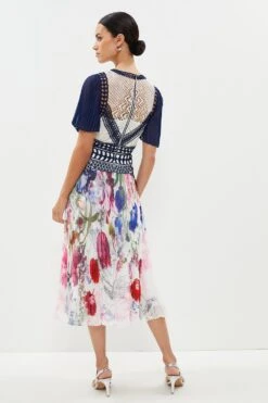 Coast Petite Wild Poppy Trimmed Bodice Midi Dress -Simply Feminine Shop bcc01800 multi xl 2