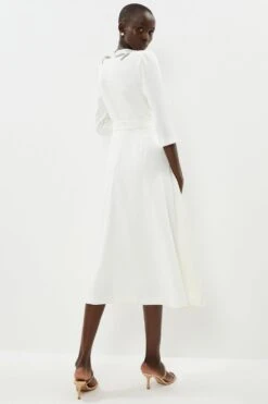 Coast Premium Crepe Leaf Embellished Midi Dress -Simply Feminine Shop bcc01838 ivory xl 2