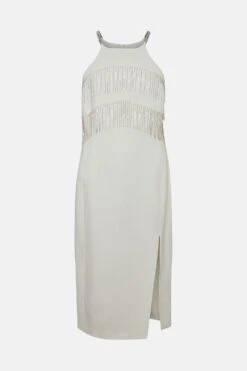 Coast Premium Crystal Fringe Detail Midi Dress -Simply Feminine Shop bcc01863 ivory xl 3