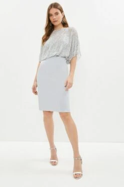 Coast Premium Embellished Cape Top Mini Dress