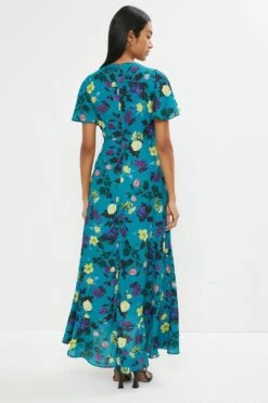 Coast Angel Sleeve Wrap Midi Dress With Ruffle Hem 8 Coast Angel Sleeve Wrap Midi Dress With Ruffle Hem -Simply Feminine Shop bcc01934 green xl 2