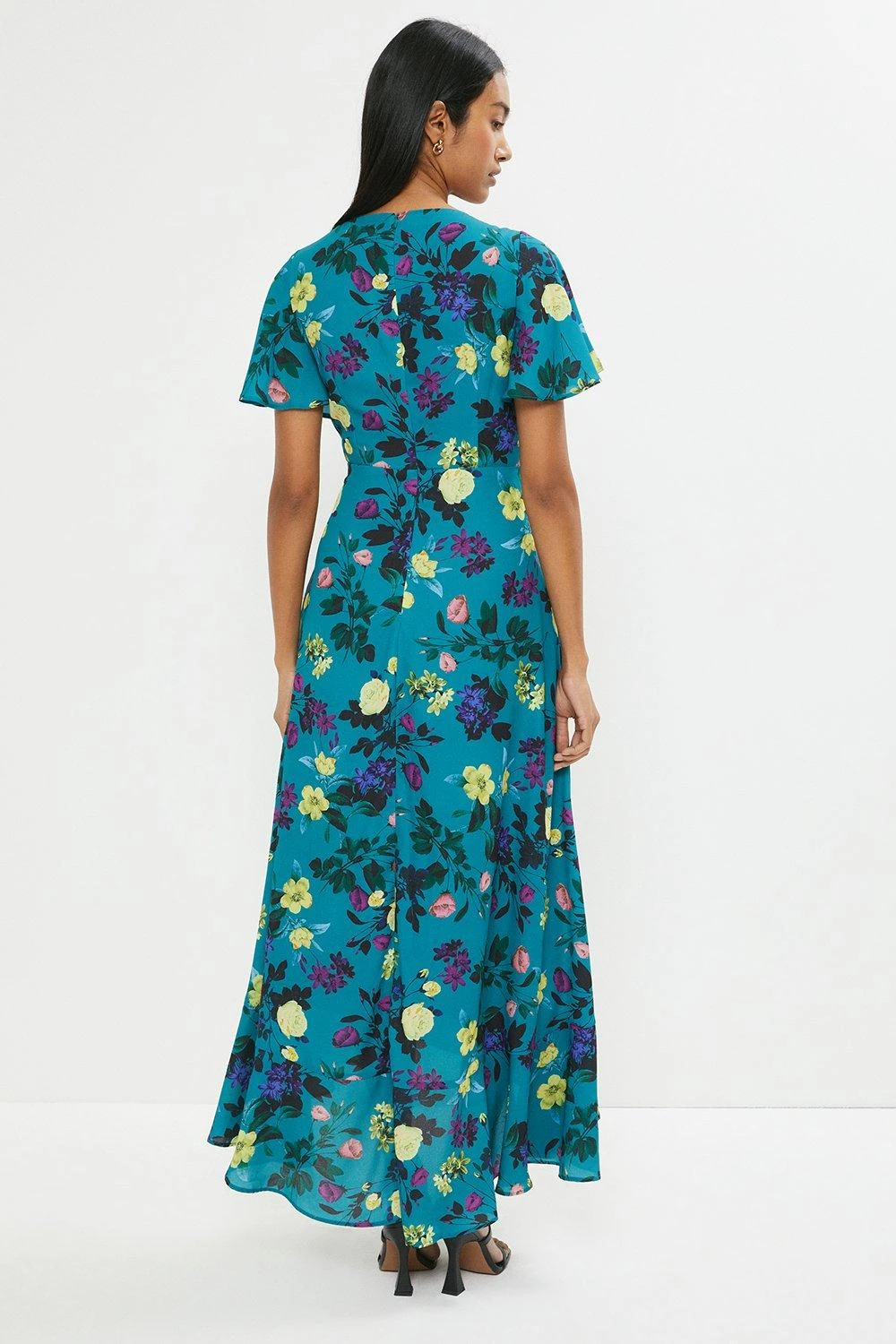 Coast Angel Sleeve Wrap Midi Dress With Ruffle Hem 5 Coast Angel Sleeve Wrap Midi Dress With Ruffle Hem - Image 3