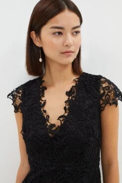 Coast Petite Paisley Lace Cap Sleeve Shift Dress -Simply Feminine Shop bcc01938 black xl 4