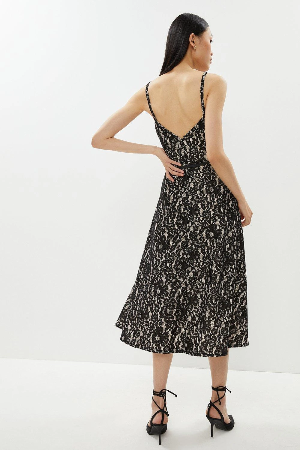 Coast Bonded Lace Belted Full Skirted Dress 5 Coast Bonded Lace Belted Full Skirted Dress - Image 3