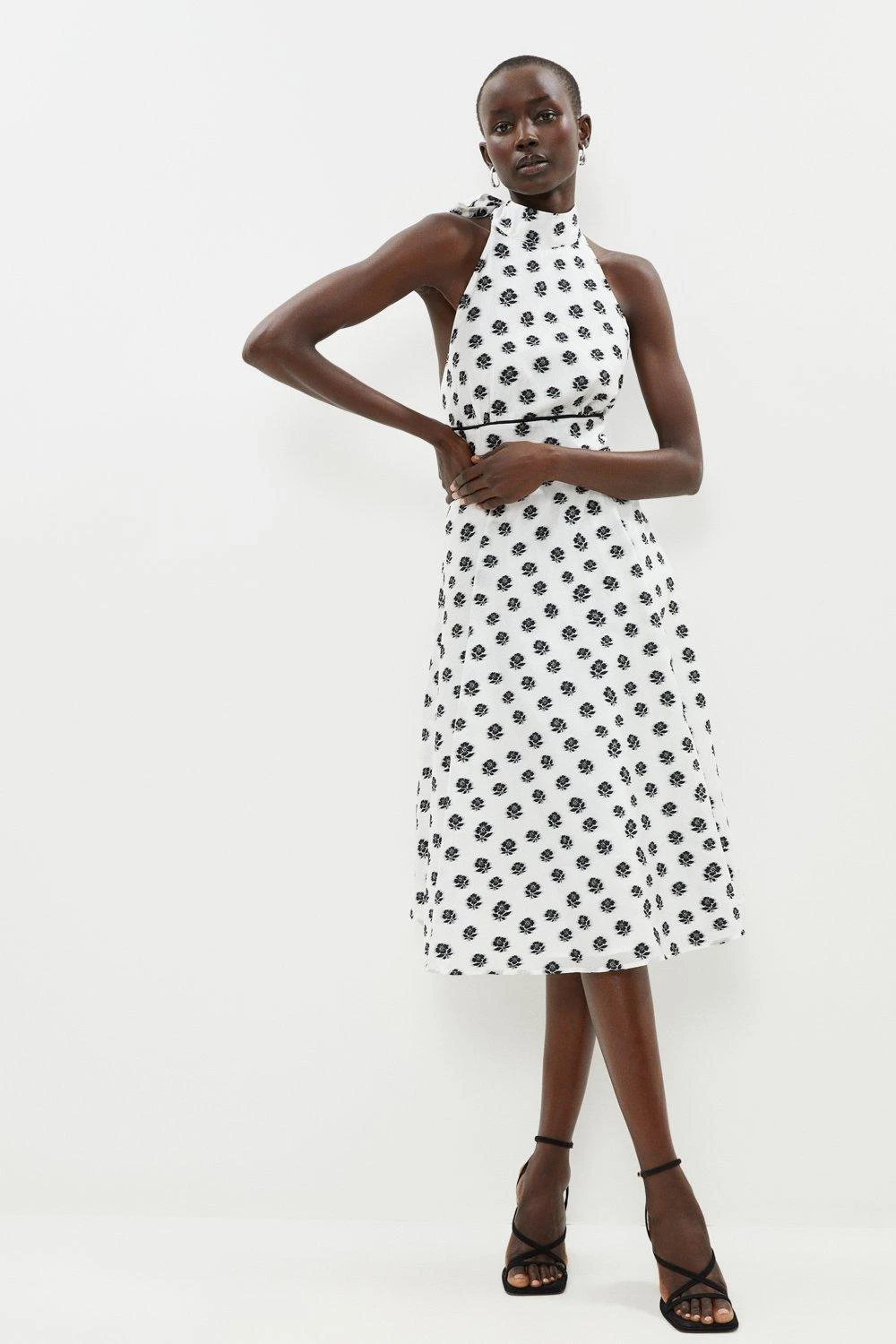 Coast Halter Neck Tipped Organza Jacquard Midi Dress 3 Coast Halter Neck Tipped Organza Jacquard Midi Dress