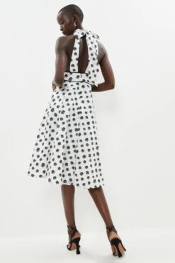 Coast Halter Neck Tipped Organza Jacquard Midi Dress 8 Coast Halter Neck Tipped Organza Jacquard Midi Dress -Simply Feminine Shop bcc02015 mono xl 2