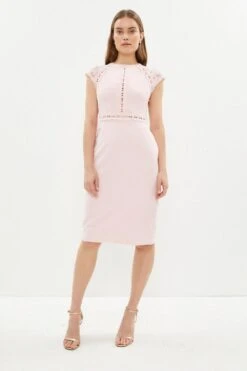 Coast Lace Trim Crepe Pencil Dress