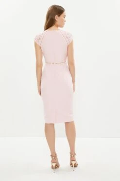 Coast Lace Trim Crepe Pencil Dress -Simply Feminine Shop bcc02087 blush xl 2