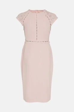 Coast Lace Trim Crepe Pencil Dress -Simply Feminine Shop bcc02087 blush xl 3