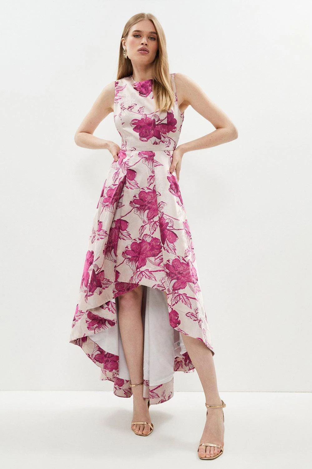 Coast High Low Structured Jacquard Midi Dress 3 Coast High Low Structured Jacquard Midi Dress