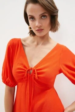 Coast Petite Tie And Keyhole Detail Midi Tea Dress -Simply Feminine Shop bcc02170 red xl 1