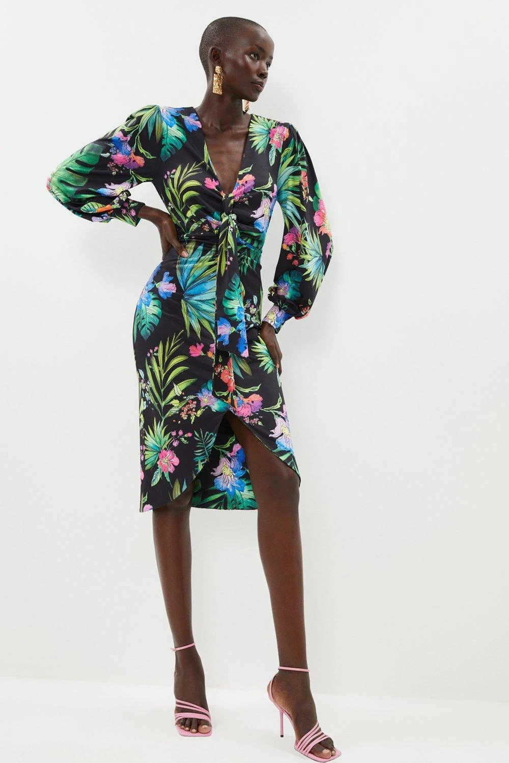 Coast Knot Detail Printed Pencil Dres 4 Coast Knot Detail Printed Pencil Dres - Image 2