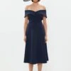 Coast Crepe Bardot Detail Full Skirted Dress 2 Coast Crepe Bardot Detail Full Skirted Dress -Simply Feminine Shop bcc02184 navy xl