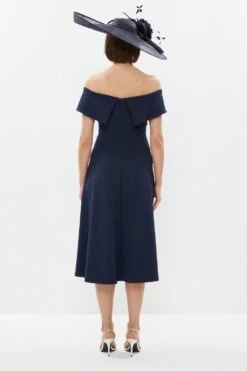 Coast Crepe Bardot Detail Full Skirted Dress 9 Coast Crepe Bardot Detail Full Skirted Dress -Simply Feminine Shop bcc02184 navy xl 2