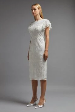 Coast Premium Embellished Flutter Sleeve Midi Dress 8 Coast Premium Embellished Flutter Sleeve Midi Dress -Simply Feminine Shop bcc02225 ivory xl 1