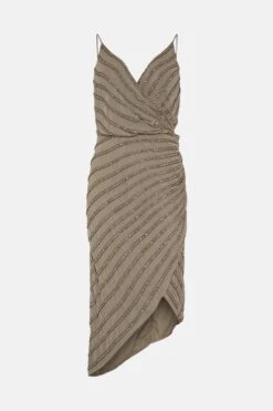 Coast Premium Drape Wrap Embellished Cami Dress -Simply Feminine Shop bcc02229 khaki xl 3