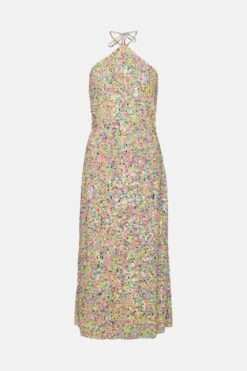 Coast Multi Colour Sequin Halter Neck Column Dress 9 Coast Multi Colour Sequin Halter Neck Column Dress -Simply Feminine Shop bcc02301 multi xl 3