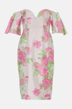 Coast Sweetheart Bardot Jacquard Midi Pencil Dress 9 Coast Sweetheart Bardot Jacquard Midi Pencil Dress -Simply Feminine Shop bcc02340 pink xl 3