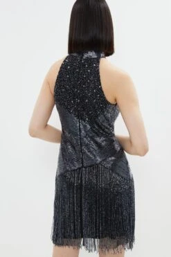 Coast Premium Embellished Fringe Mini Dress 9 Coast Premium Embellished Fringe Mini Dress -Simply Feminine Shop bcc02398 petrol xl 2