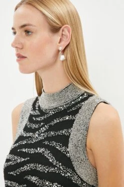 Coast Embellished Sequin Animal Shift Dress