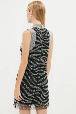 Coast Embellished Sequin Animal Shift Dress -Simply Feminine Shop bcc02407 black xl 2