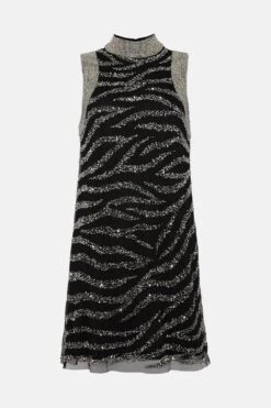 Coast Embellished Sequin Animal Shift Dress -Simply Feminine Shop bcc02407 black xl 3