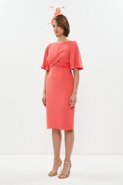 Coast Petite Drape Detail Pencil Dress -Simply Feminine Shop bcc02430 coral xl 4