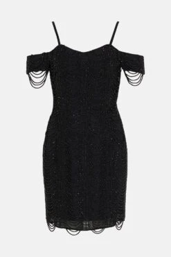 Coast Draped Bead Embellished Pencil Dress -Simply Feminine Shop bcc02472 black xl 3