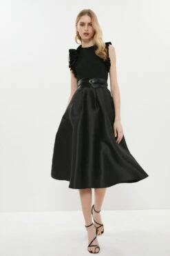 Coast Petite Belted Frill Detail Midi Dress