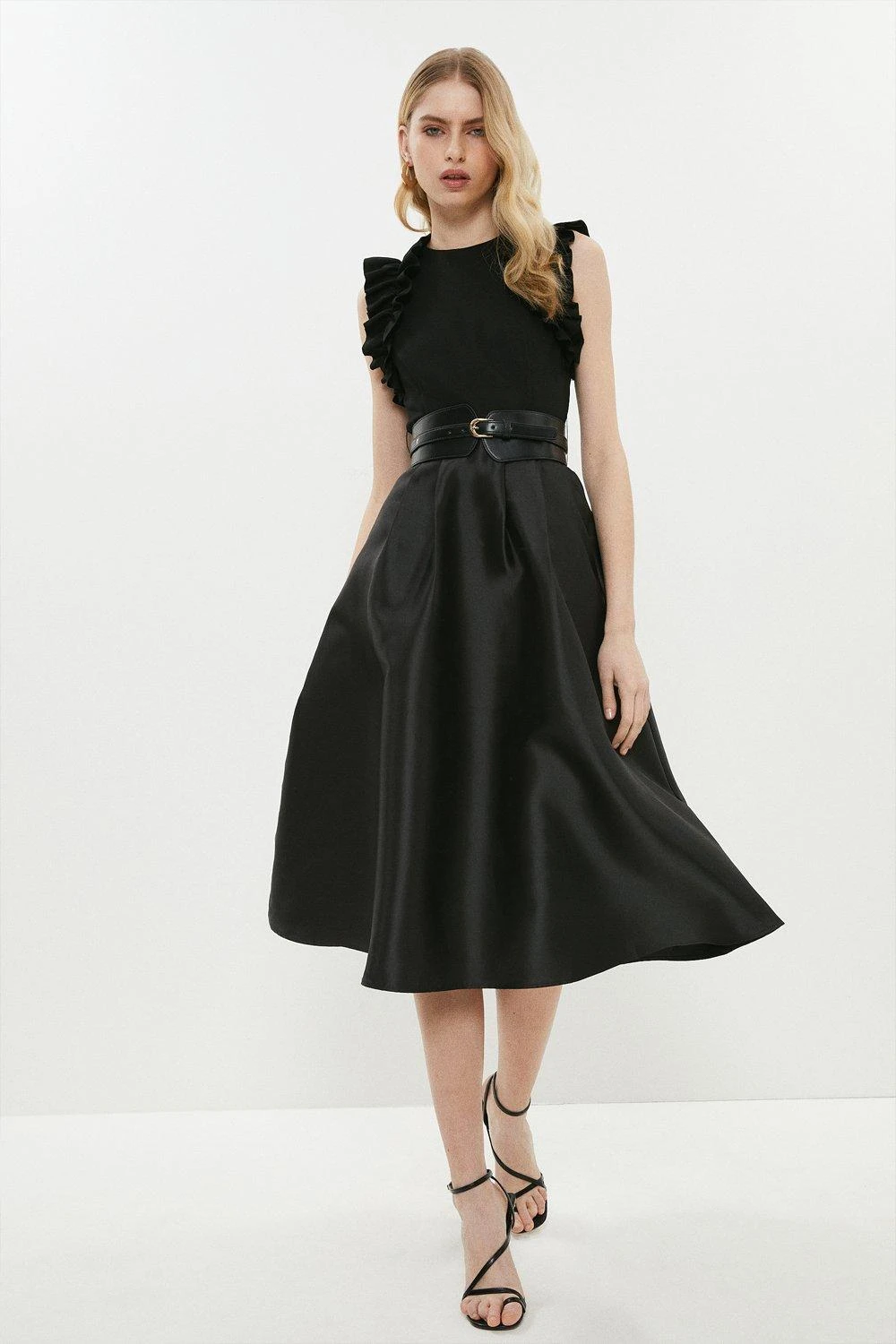 Coast Petite Belted Frill Detail Midi Dress 3 Coast Petite Belted Frill Detail Midi Dress