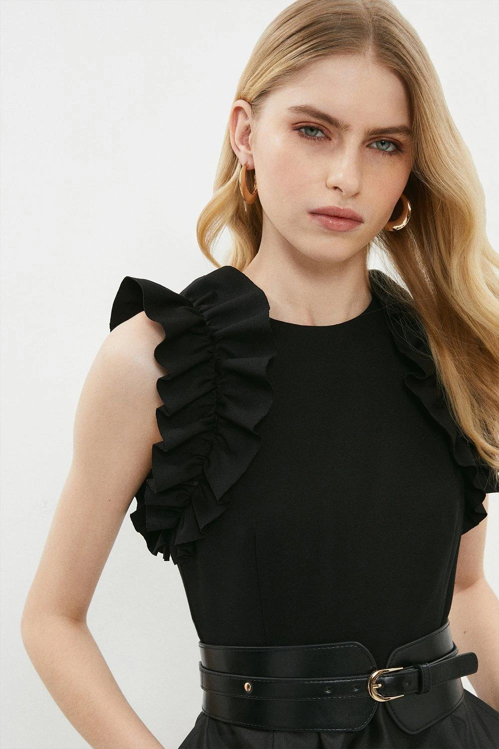 Coast Petite Belted Frill Detail Midi Dress 4 Coast Petite Belted Frill Detail Midi Dress - Image 2