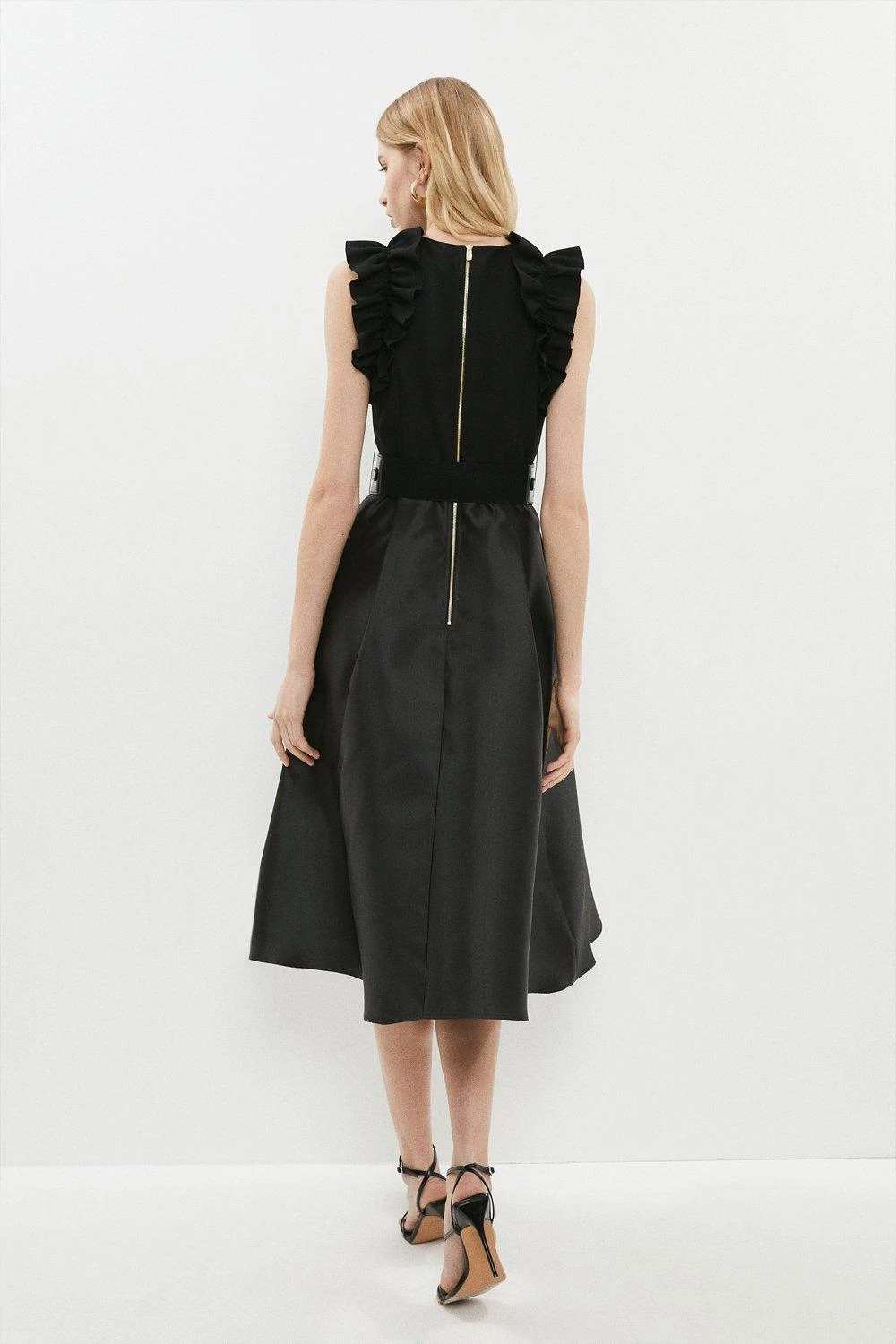 Coast Petite Belted Frill Detail Midi Dress 5 Coast Petite Belted Frill Detail Midi Dress - Image 3