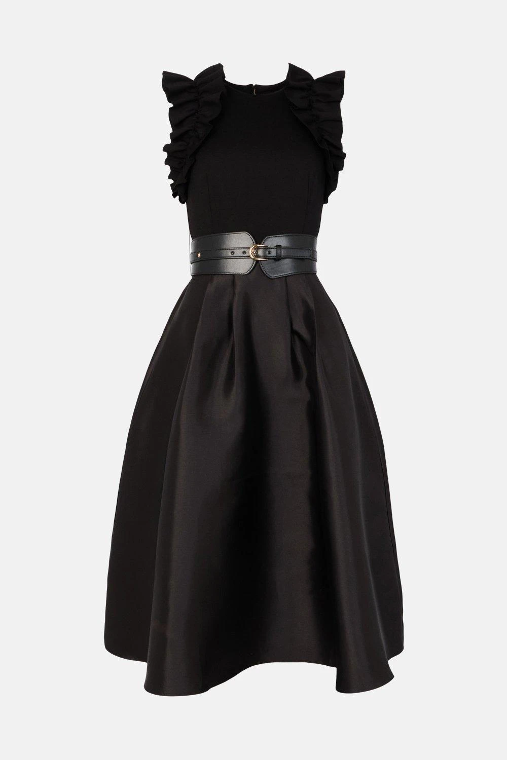 Coast Petite Belted Frill Detail Midi Dress 6 Coast Petite Belted Frill Detail Midi Dress - Image 4