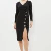Coast Button Detail Crepe Midi Dress -Simply Feminine Shop bcc02534 black xl