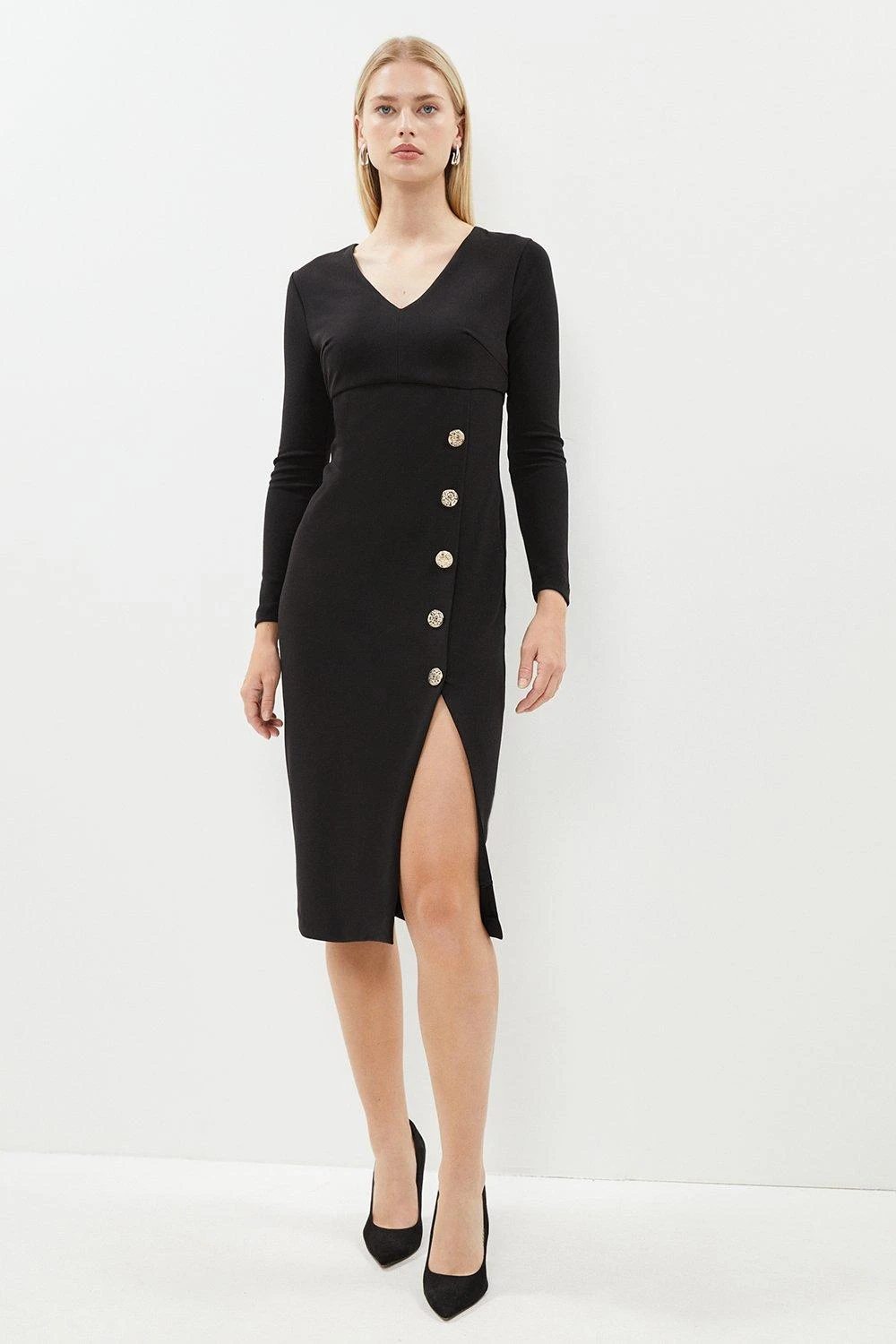 Coast Button Detail Crepe Midi Dress 3 Coast Button Detail Crepe Midi Dress