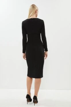 Coast Button Detail Crepe Midi Dress 8 Coast Button Detail Crepe Midi Dress -Simply Feminine Shop bcc02534 black xl 2