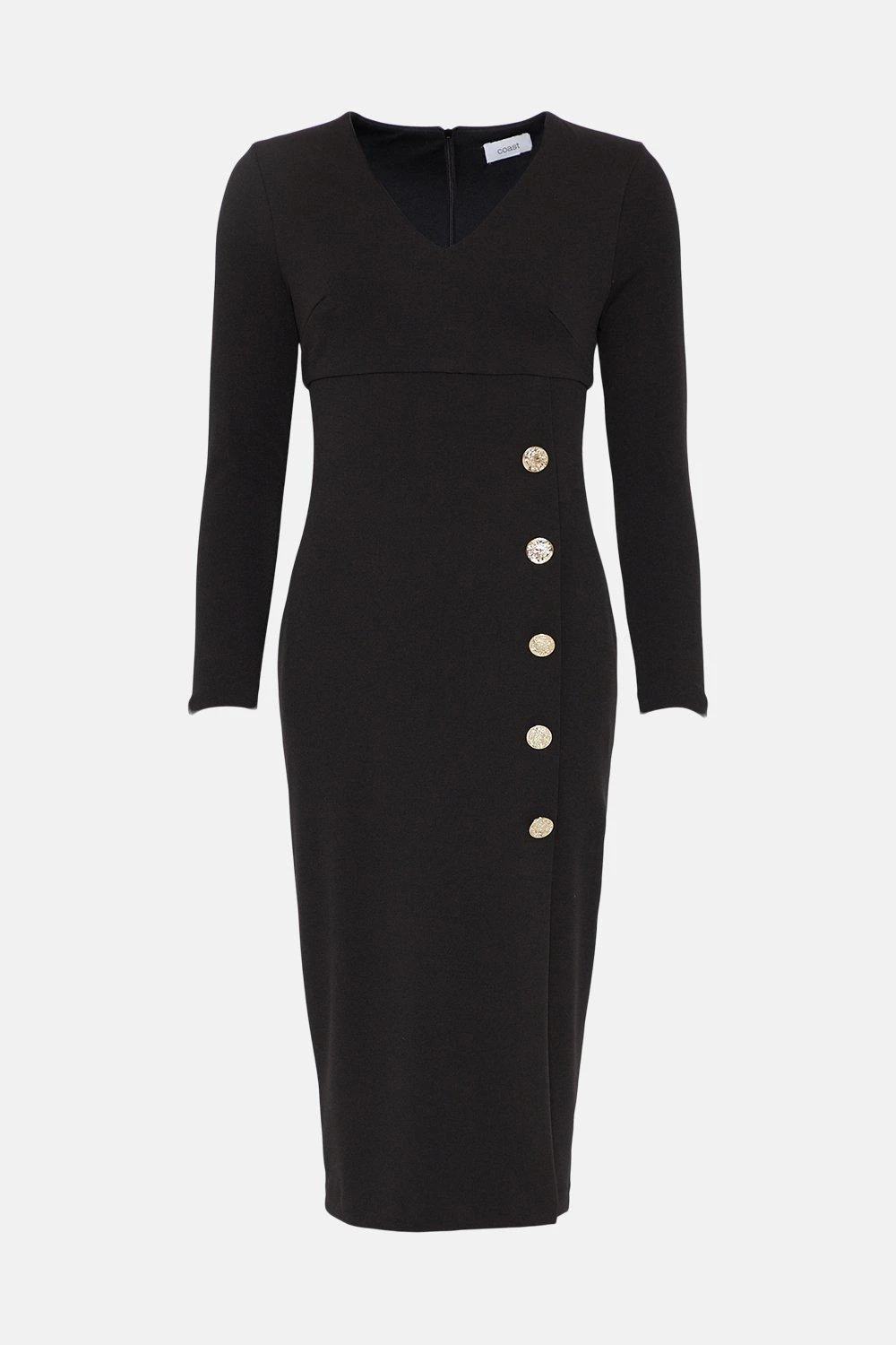 Coast Button Detail Crepe Midi Dress 6 Coast Button Detail Crepe Midi Dress - Image 4