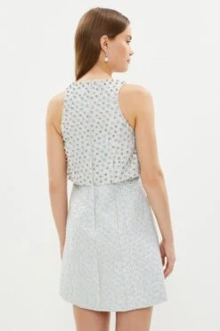 Coast Overlay Embellished Jacquard Mini Dress -Simply Feminine Shop bcc02587 pale20blue xl 2