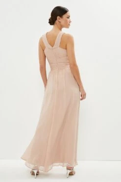 Coast Petite Twist Bardot Chiffon Maxi Dress -Simply Feminine Shop bcc02606 blush xl 2