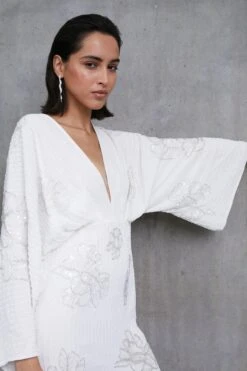 Coast Premium Embellished Flare ​Sleeve Mini Dress -Simply Feminine Shop bcc02652 ivory xl 1