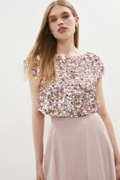 Coast All Over Sequin Cap Sleeve T Shirt