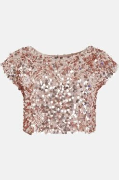 Coast All Over Sequin Cap Sleeve T Shirt -Simply Feminine Shop bcc02654 blush xl 3