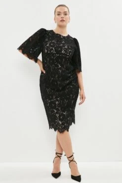 Coast Plus Size Lace Flare Sleeve Pencil Dress
