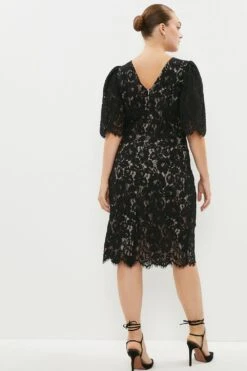 Coast Plus Size Lace Flare Sleeve Pencil Dress 8 Coast Plus Size Lace Flare Sleeve Pencil Dress -Simply Feminine Shop bcc02709 black nude xl 2