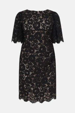 Coast Plus Size Lace Flare Sleeve Pencil Dress 9 Coast Plus Size Lace Flare Sleeve Pencil Dress -Simply Feminine Shop bcc02709 black nude xl 3