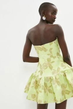 Coast Jacquard Bandeau Full Skirt Mini Dress -Simply Feminine Shop bcc02722 lime xl 2