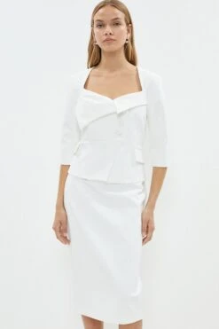 Coast Premium Fold Over Button Detail Pencil Dress