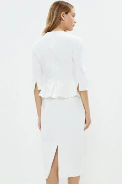 Coast Premium Fold Over Button Detail Pencil Dress -Simply Feminine Shop bcc02723 ivory xl 2