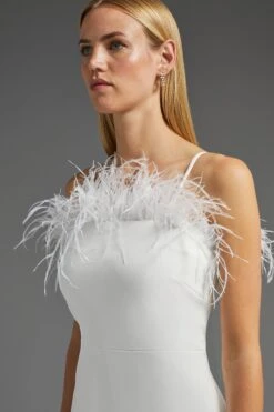 Coast Premium Feather Trim Bardot Midi Dress -Simply Feminine Shop bcc02743 ivory xl 5