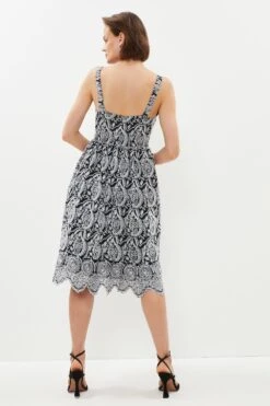 Coast Broderie Square Neck Midi Dress 8 Coast Broderie Square Neck Midi Dress -Simply Feminine Shop bcc02757 mono xl 2